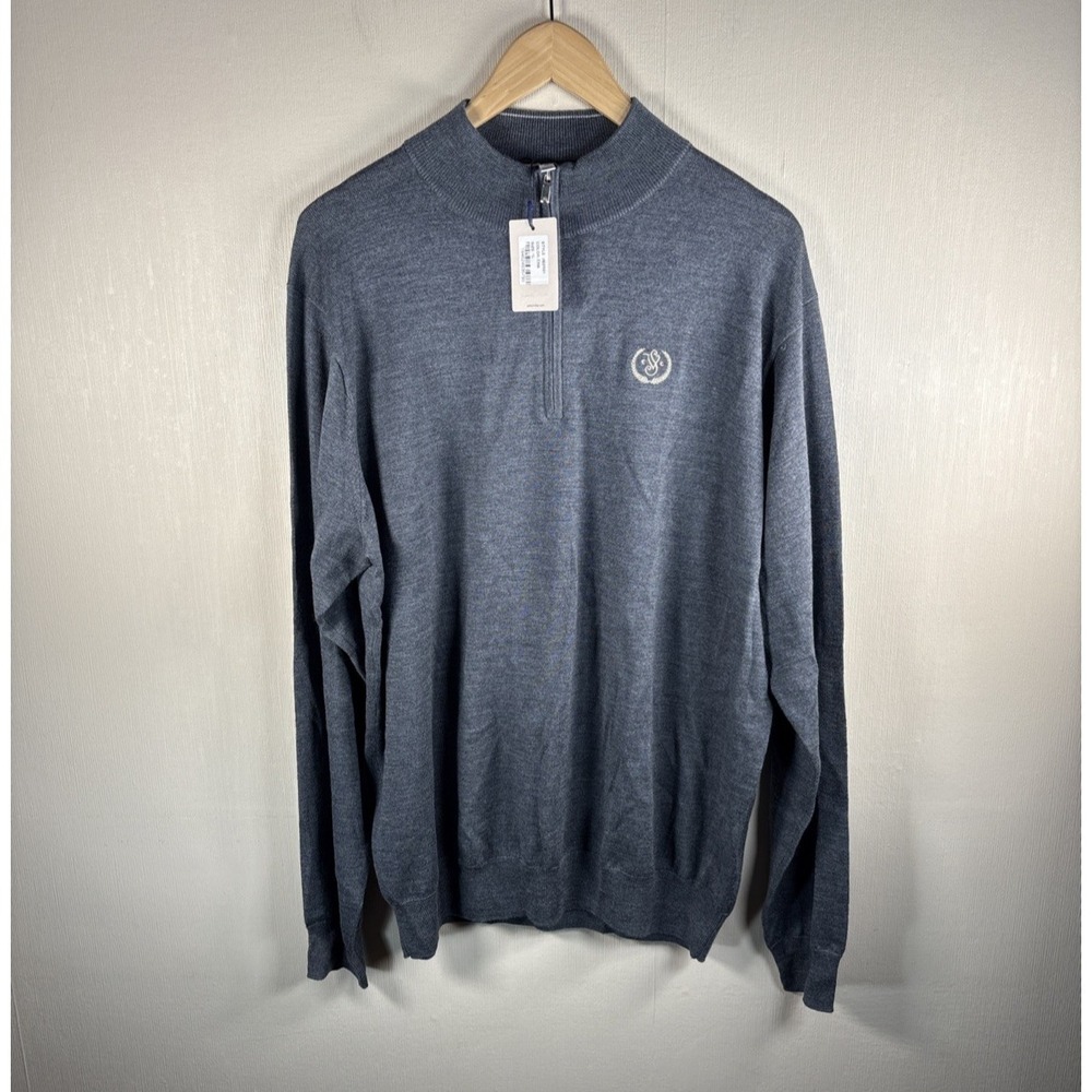 Peter Millar Autumn Crest Sweater Mens XL Gray Merino Wool 1/4 Zip Mock Neck